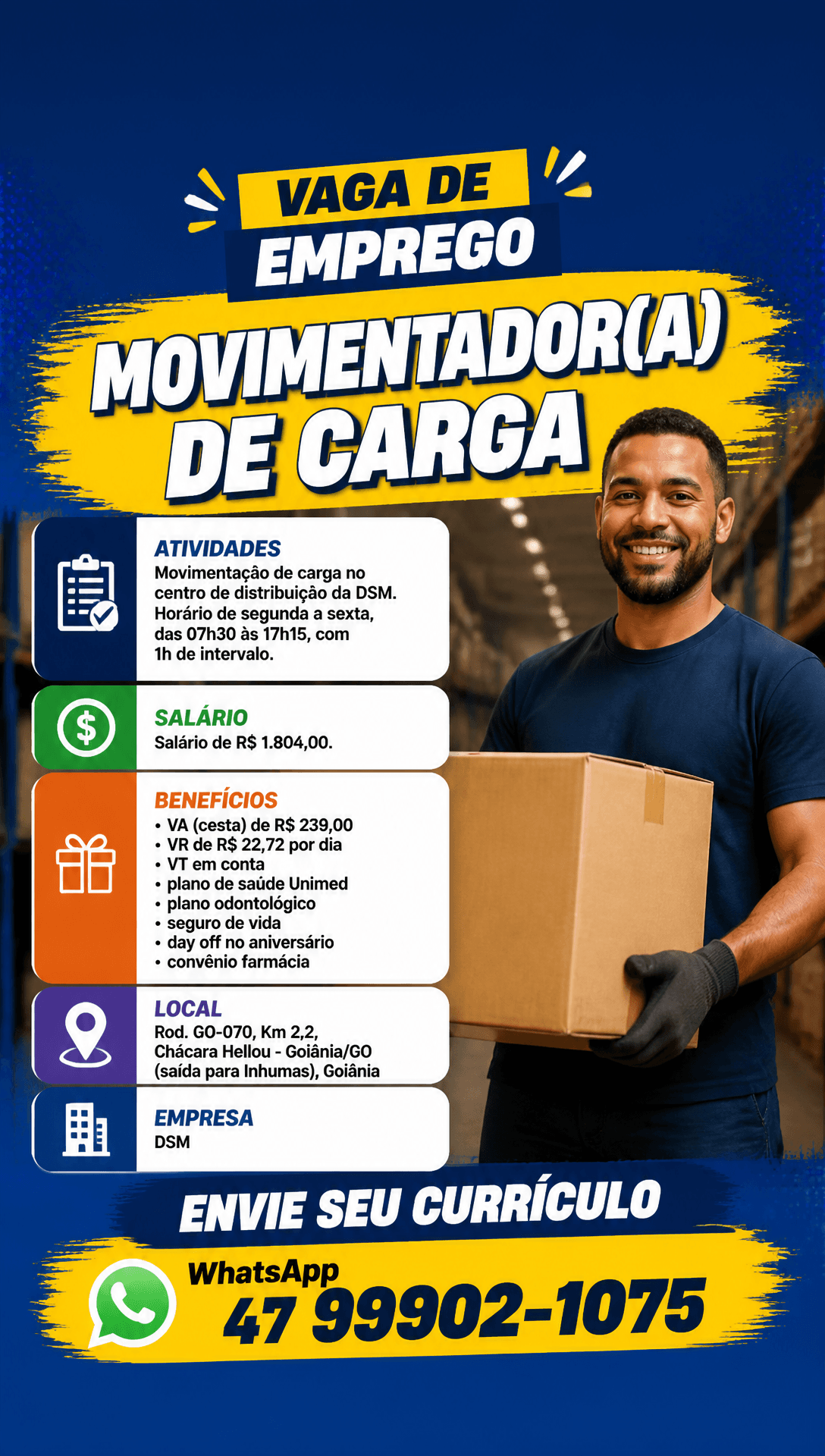 Arte da vaga de Movimentador(a) de Carga