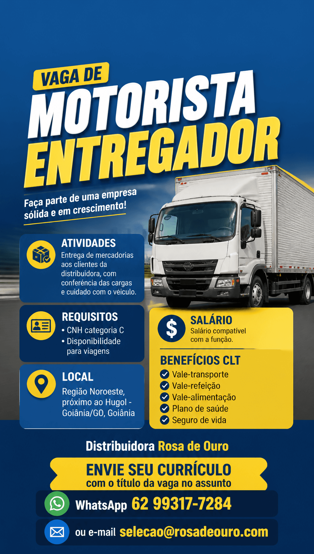 Arte da vaga de Motorista Entregador