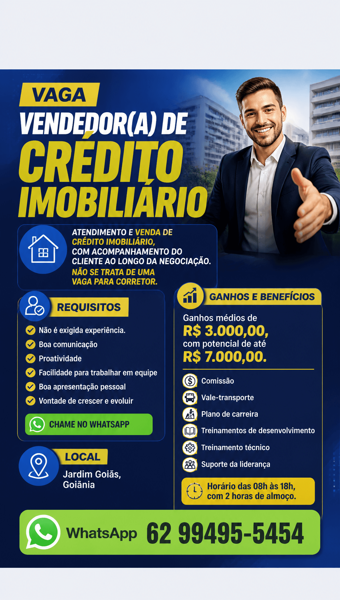 Arte da vaga de Vendedor(a) de Crédito Imobiliário