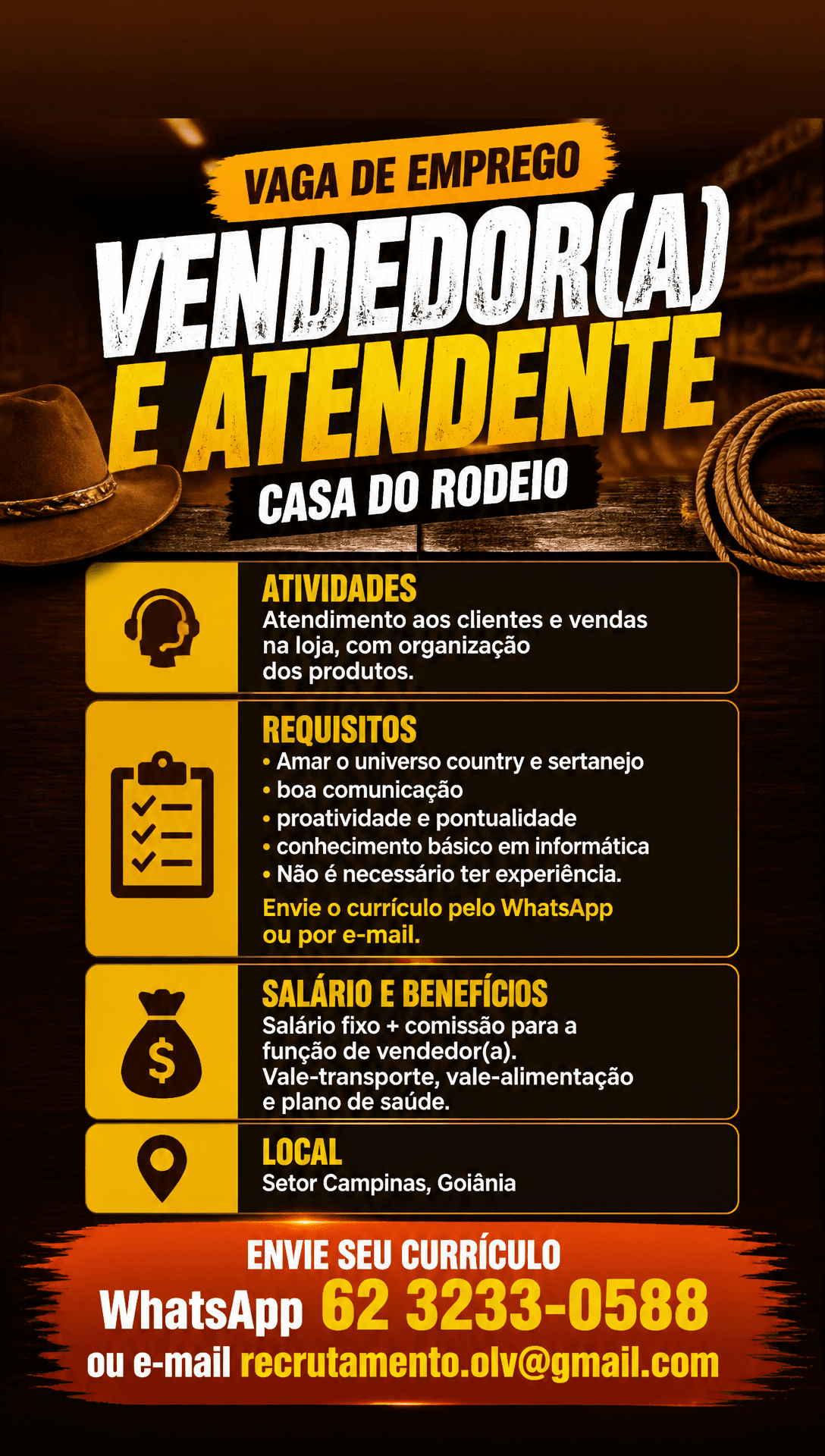Arte da vaga de Vendedor(a) e Atendente