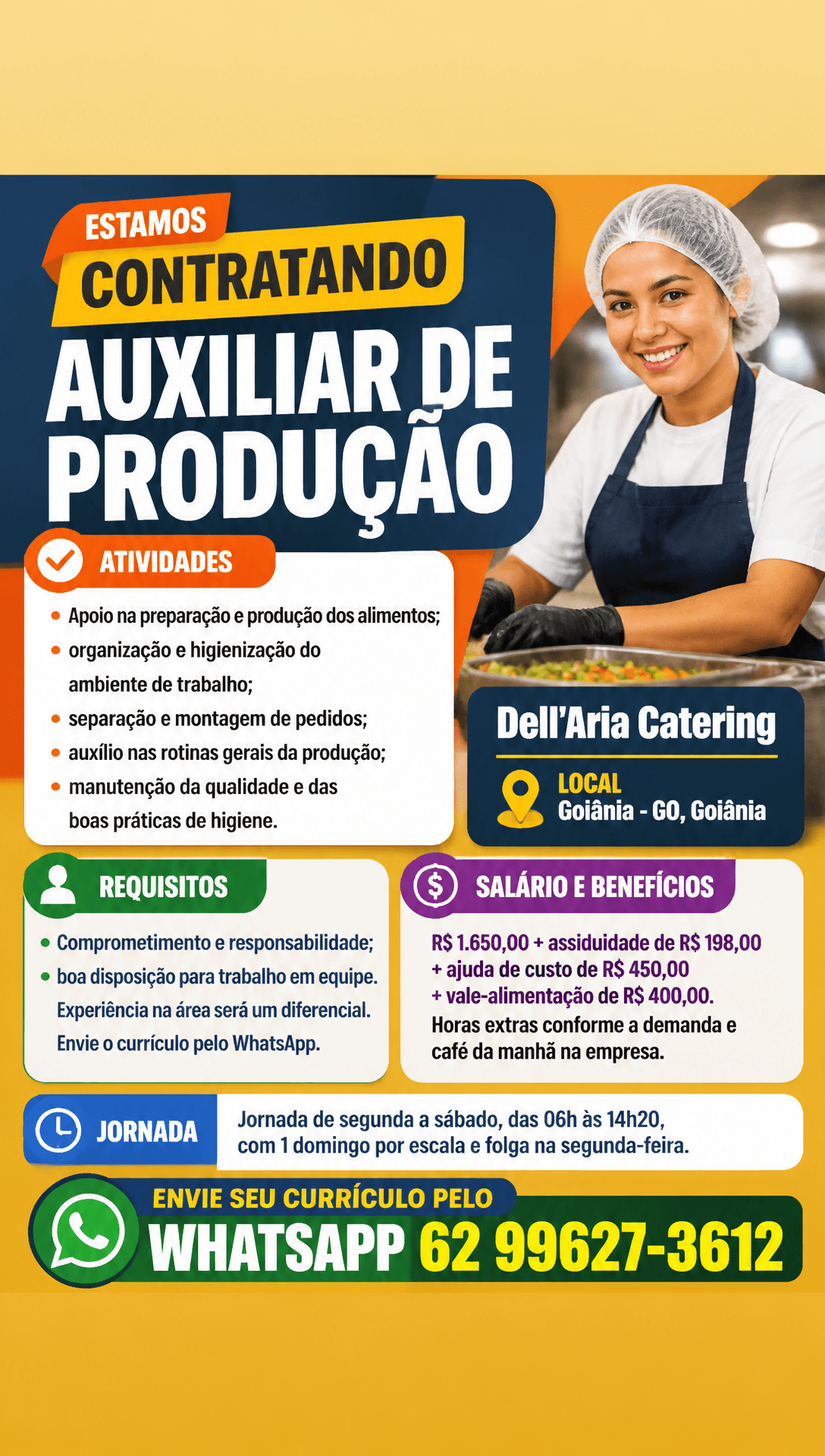 Arte da vaga de Auxiliar de Produção