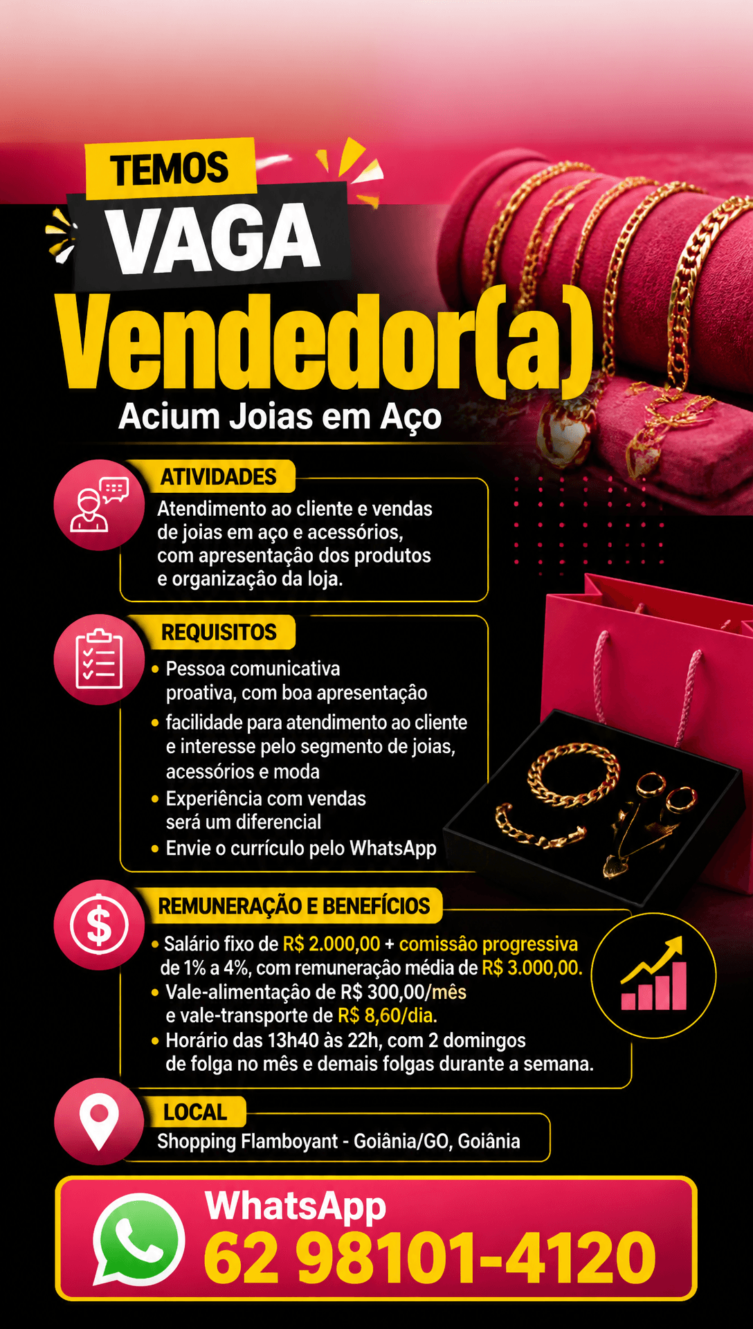 Arte da vaga de Vendedor(a)