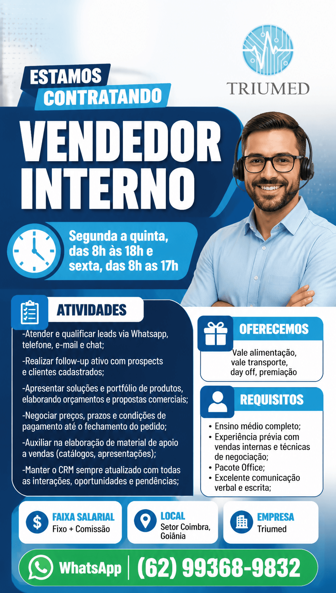 Arte da vaga de Vendedor Interno