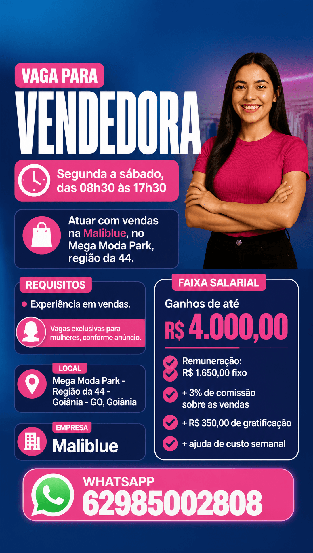 Arte da vaga de Vendedora