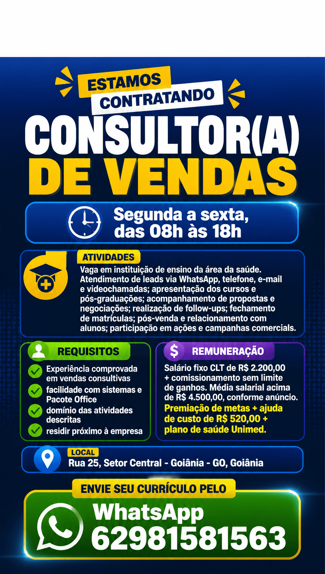 Arte da vaga de Consultor(a) de Vendas