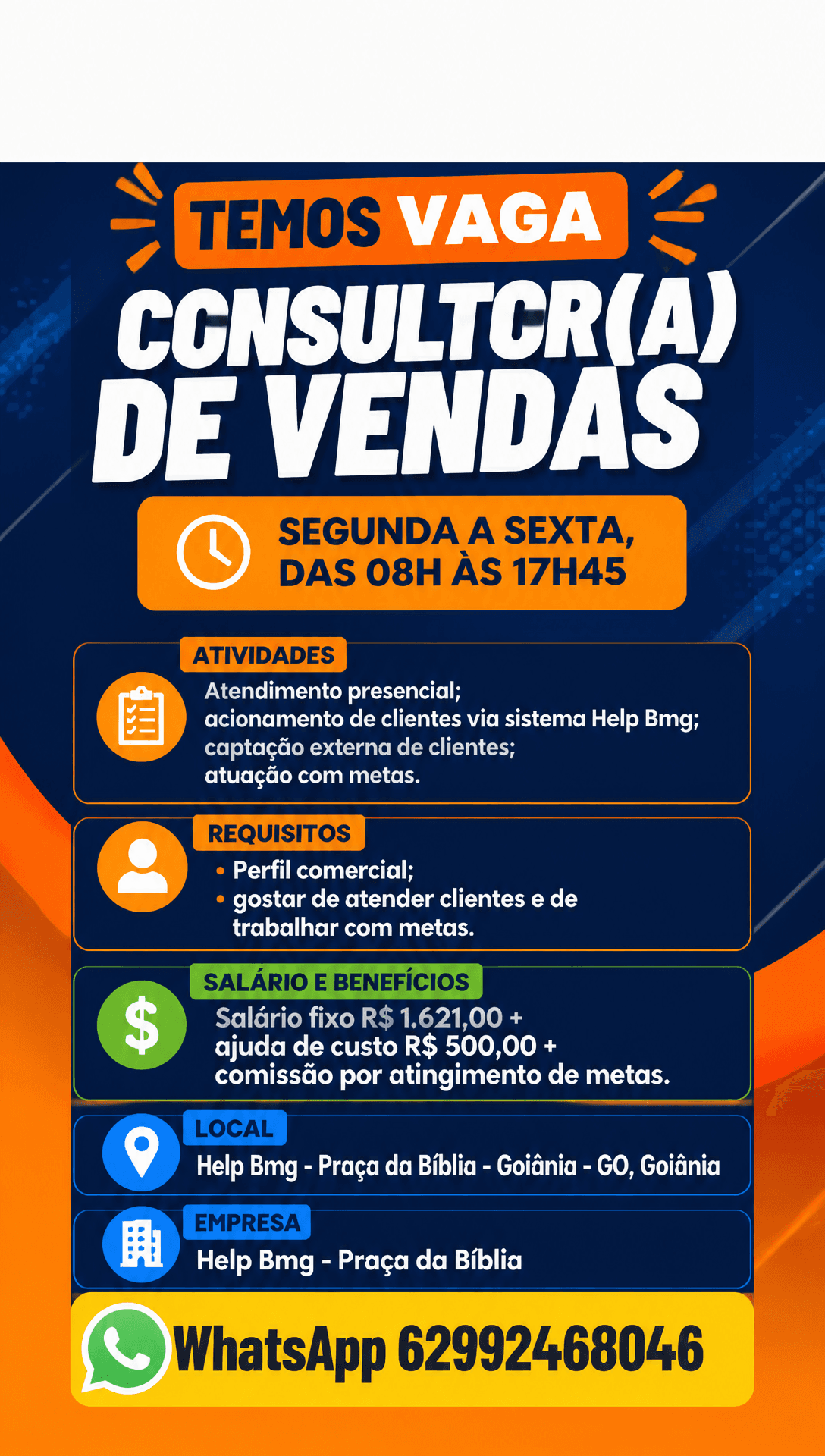 Arte da vaga de Consultor(a) de Vendas