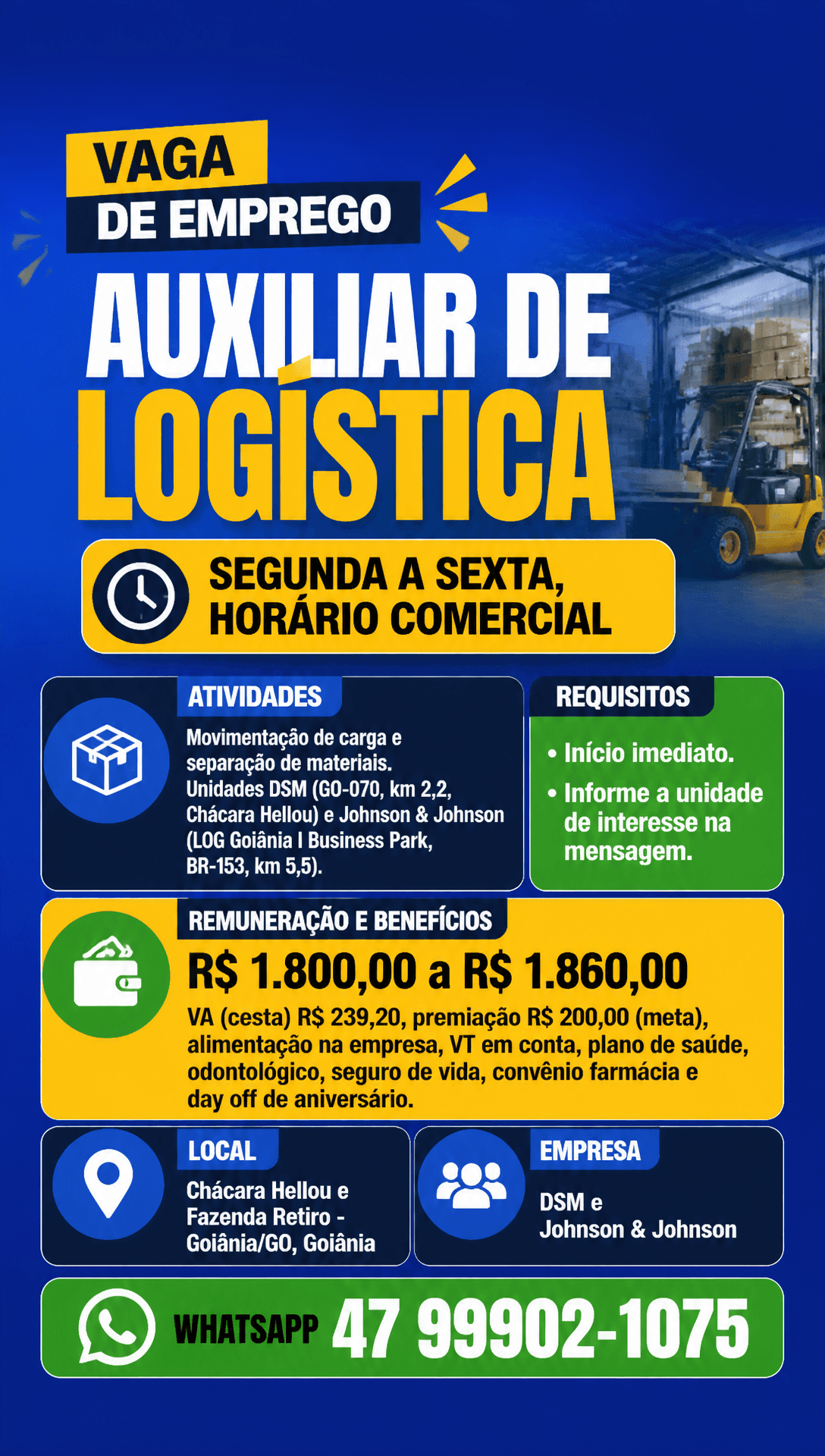 Arte da vaga de Auxiliar de Logística