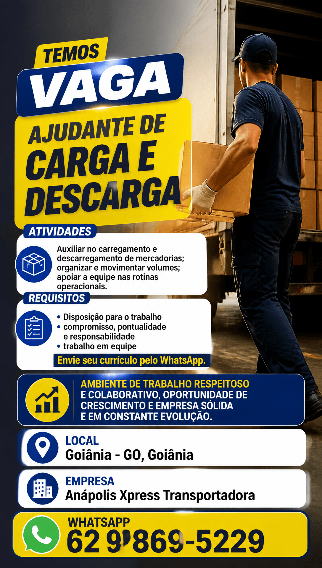 Arte da vaga de Ajudante de Carga e Descarga