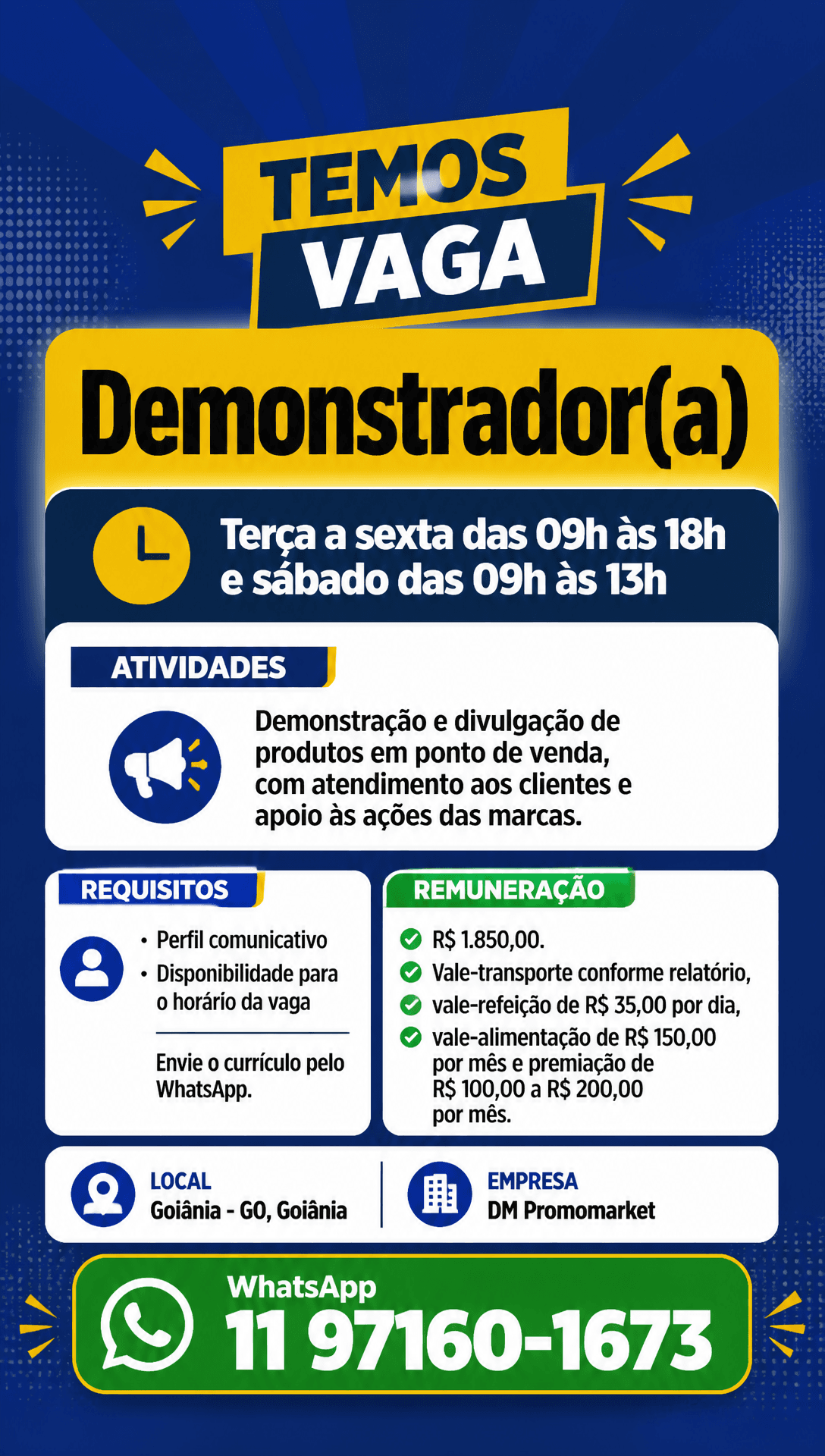 Arte da vaga de Demonstrador(a)