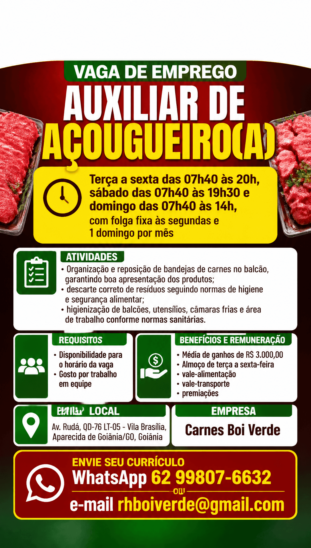 Arte da vaga de Auxiliar de Açougueiro(a)