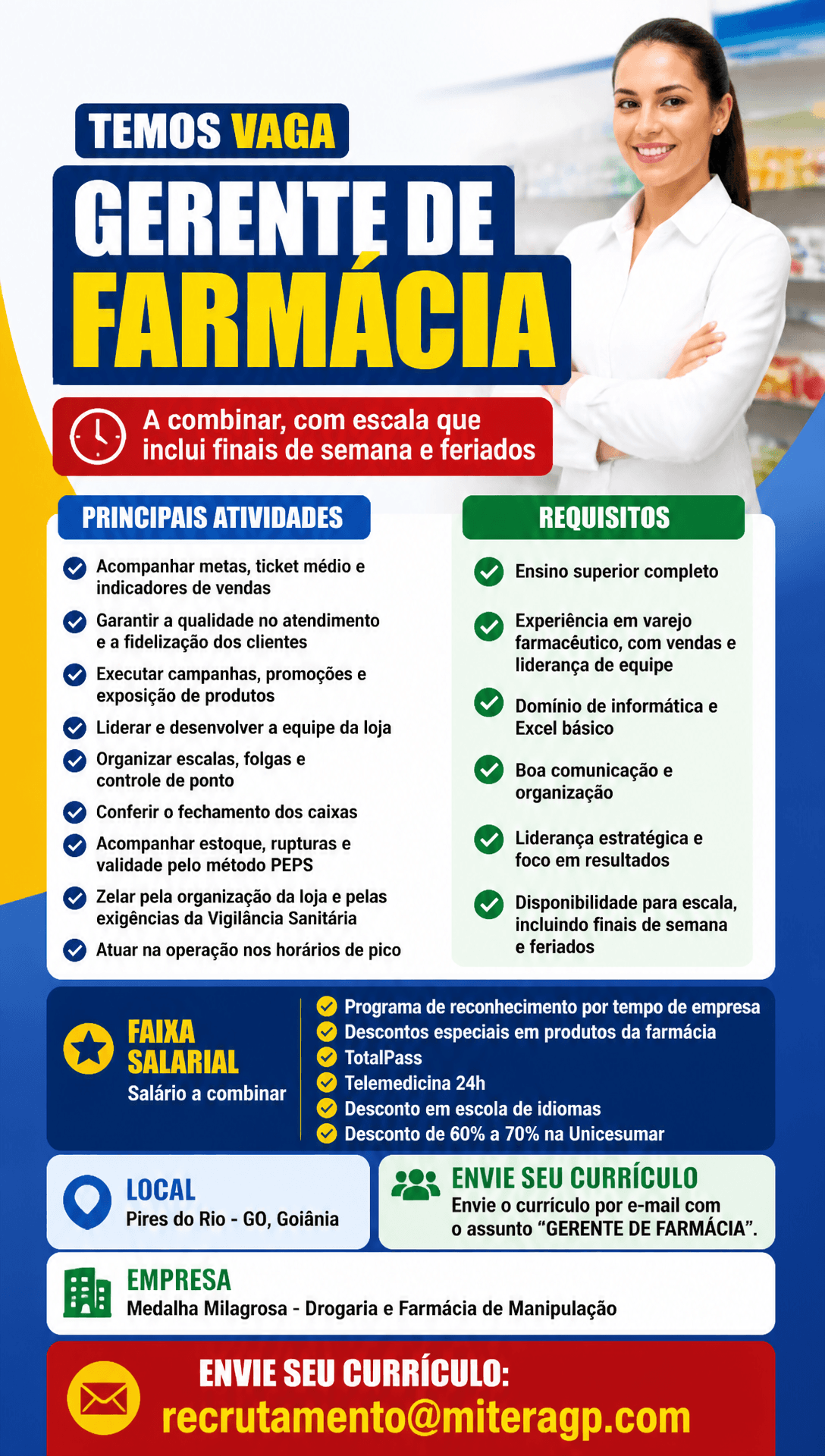 Arte da vaga de Gerente de Farmácia