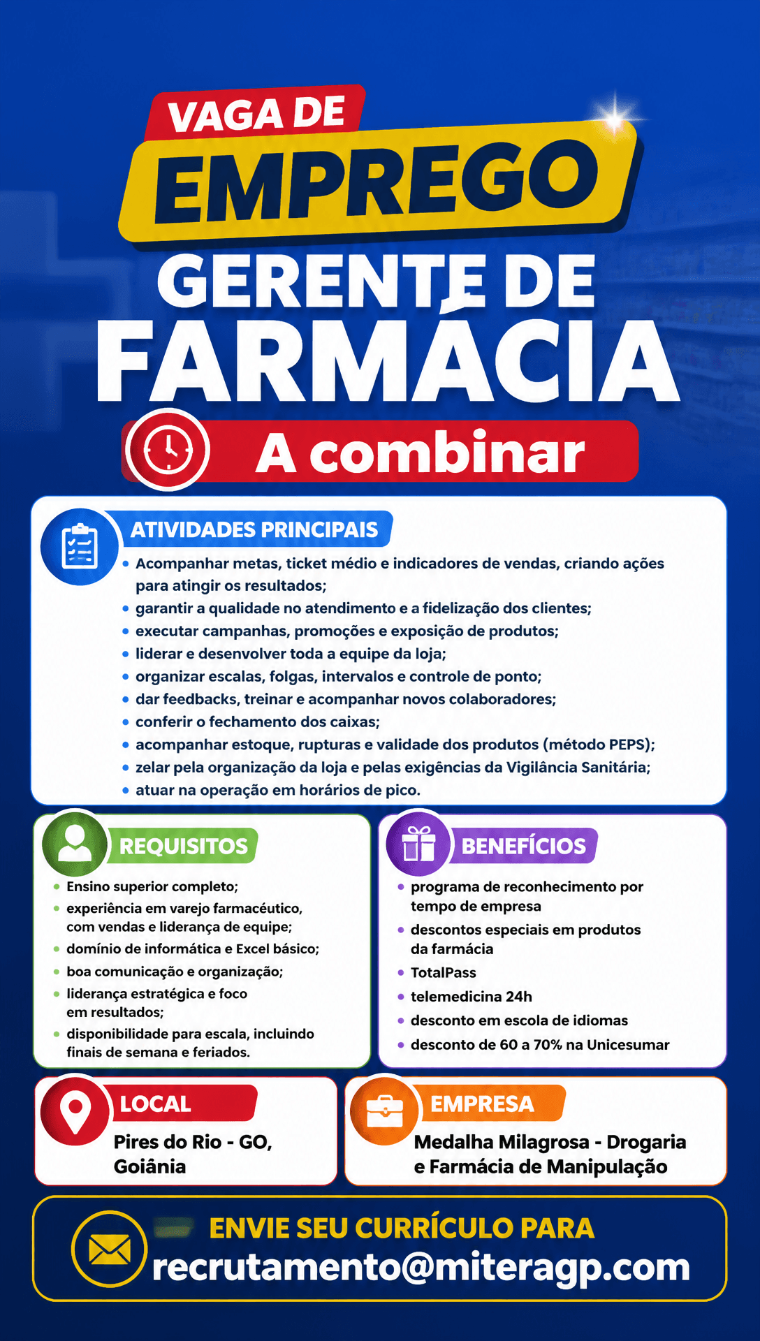 Arte da vaga de Gerente de Farmácia