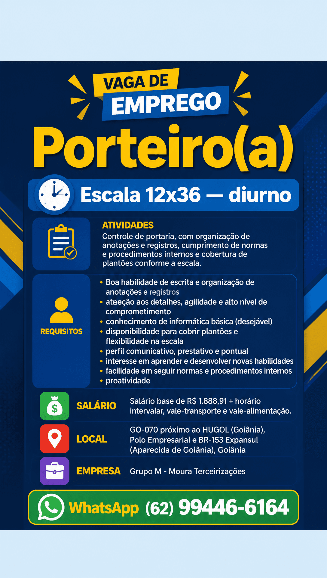 Arte da vaga de Porteiro(a)