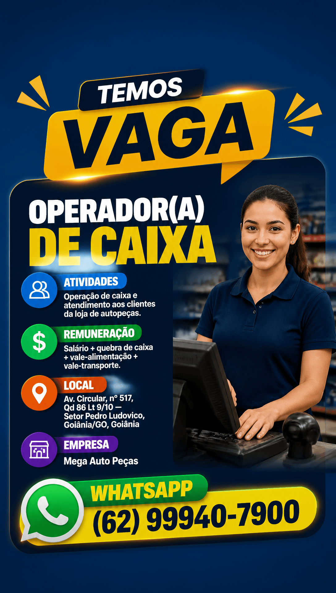 Arte da vaga de Operador(a) de Caixa