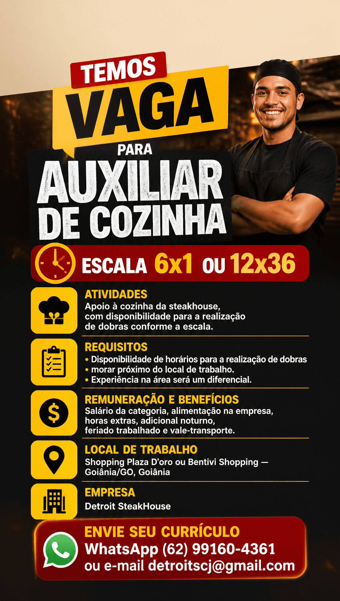 Arte da vaga de Auxiliar de Cozinha